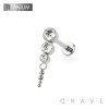 MULTI BEZEL CZ CASCADE DANGLE BEAD TOP THREADLESS (PUSH IN) IMPLANT GRADE TITANIUM LABRET SET